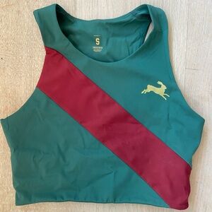 Tracksmith Bell Lap Top - Emerald/Pomegranate